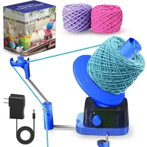 Electric Yarn Ball Winder Adjustable Speed Automatic Spinner for Crocheting Knitting, Strong Tension Up to 13 oz for Knitting Enthusiast (Blue)