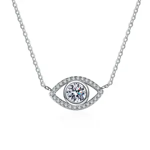 #35 (Evil Eye ) 925 Sterling Silver Synthetic Moissanite Necklace