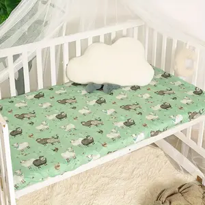 2-Piece Baby Crib Fitted Sheets with Animal Print, Newborn Bed Covers and Linens, Soft and Cozy Baby Bedding Set