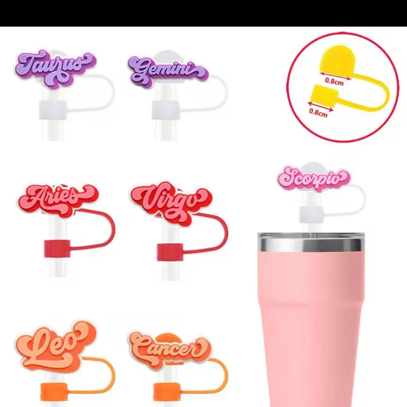 Cute Zodiac Sign Silicone Straw Caps
