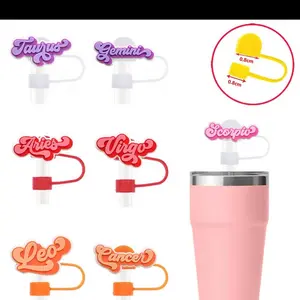 Cute Zodiac Sign Silicone Straw Caps