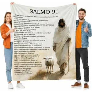 1PC Psalm 91 Blanket in Spanish, Salmo 91 Christian Throw Blanket for Women and Men, Prayer Blanket with Bible Verse Scripture, Inspirational Religious Birthday Gift for Mom, Dad and Sister