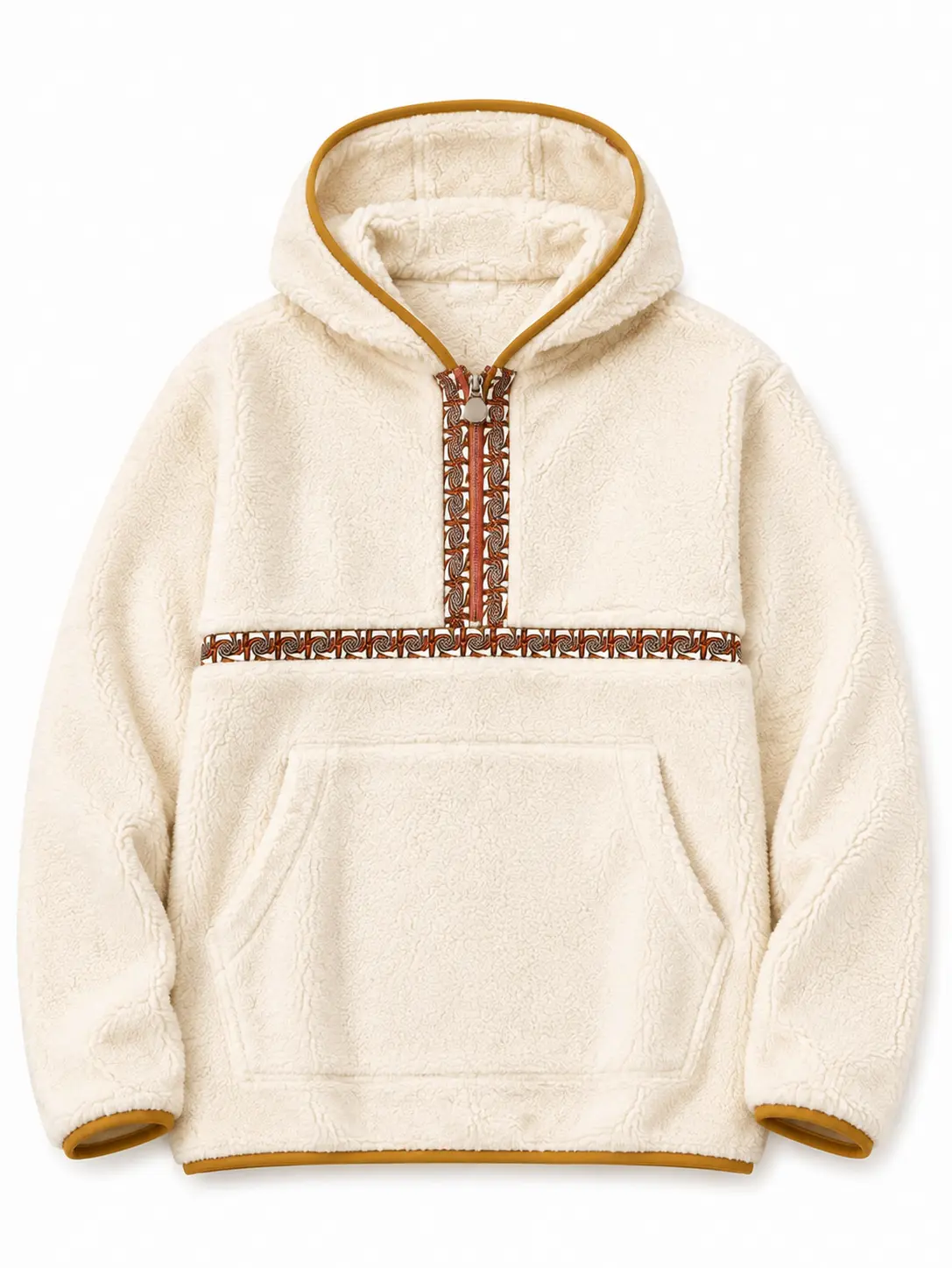 Women's Azure-Argent Alpine Heritage Sherpa Pullover, Hooded Sweatshirt for Casual Wear Womenswear Zipper