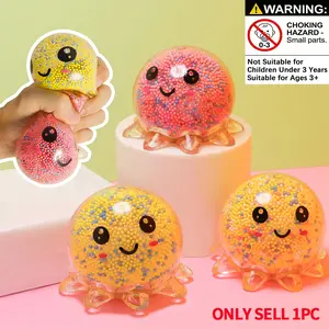 Random Color Octopus Shaped Squeeze Ball, Cute Luminous Squeeze Toy, Stress Relief Toy For Adults, Kawaii Squishies