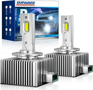 SUPAREE D1S/D3S/D4S/D5S LED  Bulbs, 6500K Cool White, Xenon HID Direct Replacement Lights with Cooling Fan, HID Fog Lights Replacement Lights,CANBUS Ready,No Flicker,Plug and Play, Pack of 2