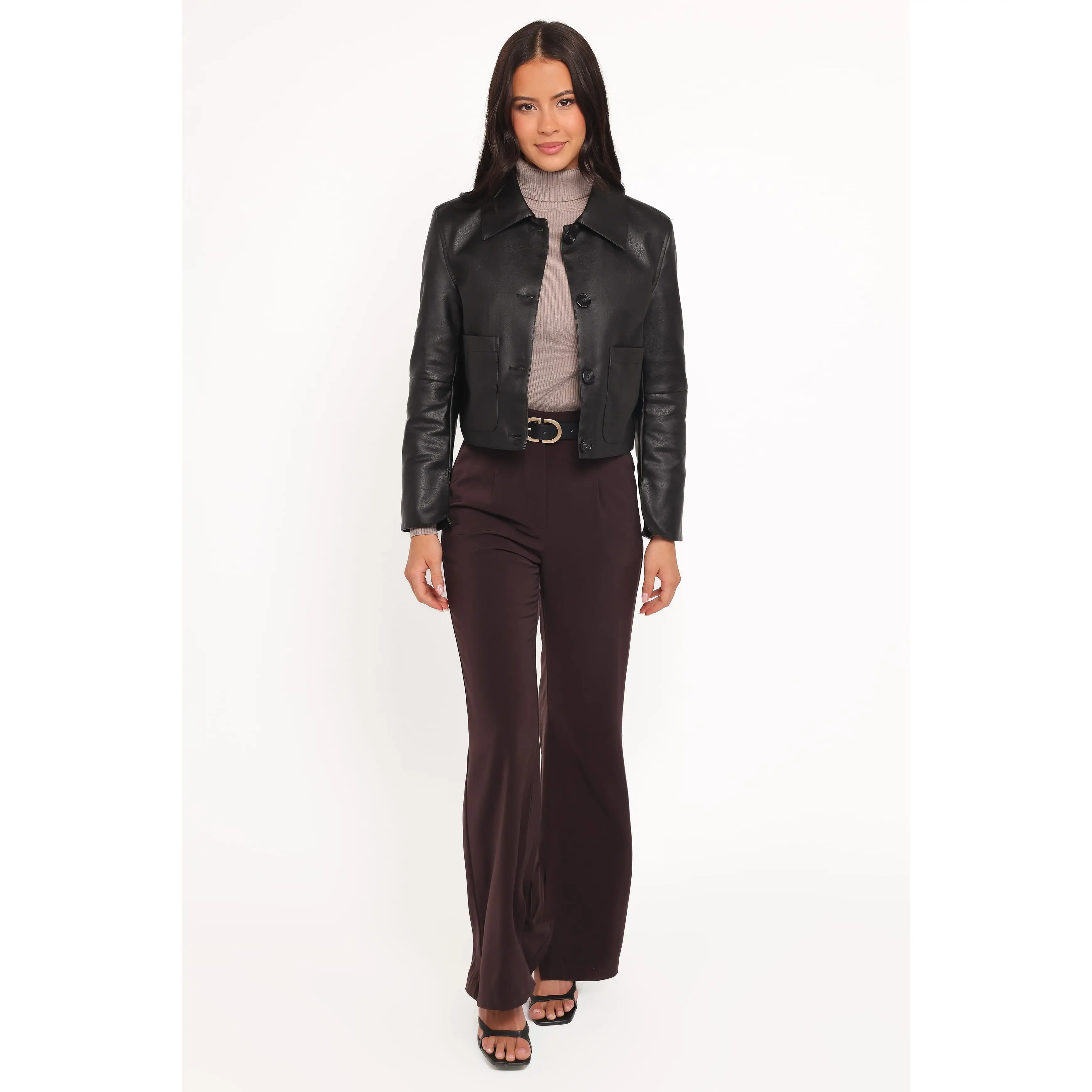Hope Crop Faux Leather Jacket - Black