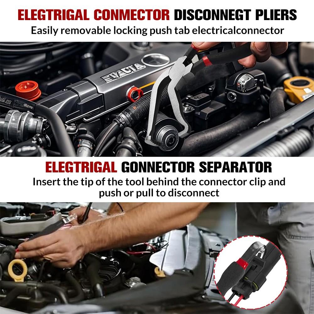 2PCS Electrical Disconnect Pliers Set Automotive Connector Removal Tool 60° Angle & Straight Fuel Injector Sensor Clip Removal Tool