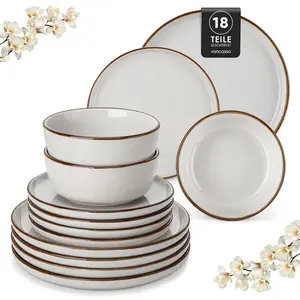 vancasso Loire 16/18-Piece Stoneware Dinner Set for 4/6 People, Dinnerware Sets with Plates and Bowls, Scratch Resistant Dinner Service Set for Family or Restaurants, Dishwasher and Microwave Safe Kitchen Home Tableware Ceramics
