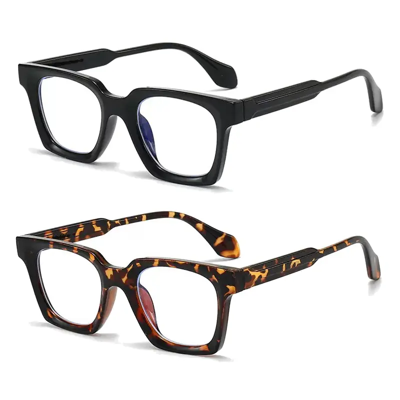 Women's Vintage Square Anti Blue Light Glasses - Thick Frame Clear Lens PC Eyewear for Daily Use & Office