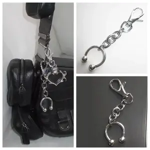 Charms Bags Keychain Horseshoe Nose Clip Pendant Keychain Silver Color Jewelry Accessories Backpack Pendant Y2K Punk Style