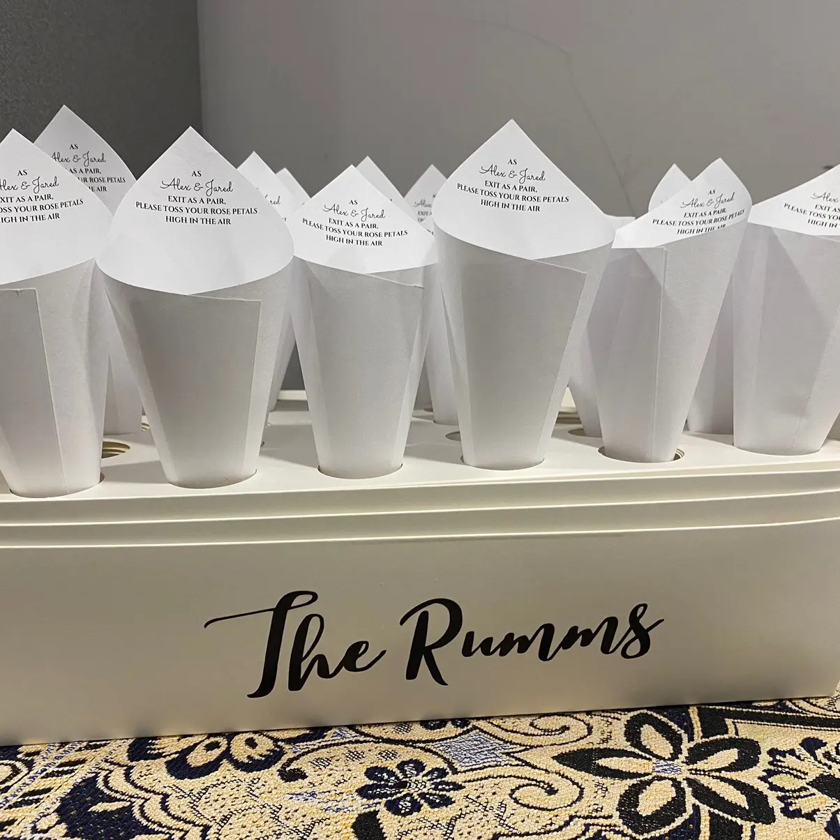 Cream Paper Confetti Wedding Party Cones