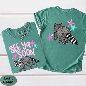 Comfort Colors Shirt 100% Cotton USA ,See Ya Soon Raccoon Shirt, Funny Graphic Tee,  Trendy Summer Outfit, Cute Animal Tee for Women Outfits