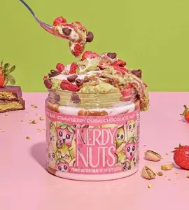 Strawberry Dubai Chocolate Bar Peanut Butter Treat By Nerdy Nuts