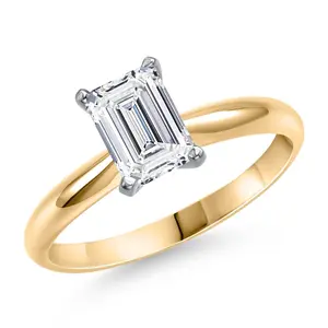 1.50 Cttw Lab Grown Diamond Engagement Ring for Women | 14K Two-Tone Gold | Emerald Cut | IGI Certified | D-E Color | VS1-VS2 Clarity