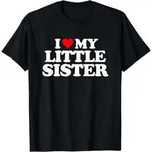 [100% Cotton] I Love My Little Sister - Heart Funny Fun Gift Tee T-Shirt