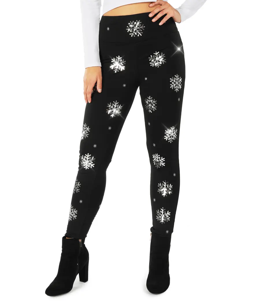 Sequined Snowflake High Waisted Leggings Sequined Snowflake High Waisted Leggings