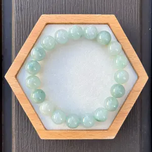 B24130-E Certified Untreated Grade A Jade Bracelet - 10mm Round Beads (Light Green)