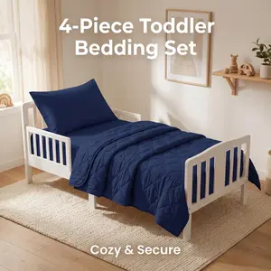Bedsum 4Pcs Small Size Bedding Set, Ultra Soft Breathable Microfiber Comforter, Skin Friendly All Season Bed Linens