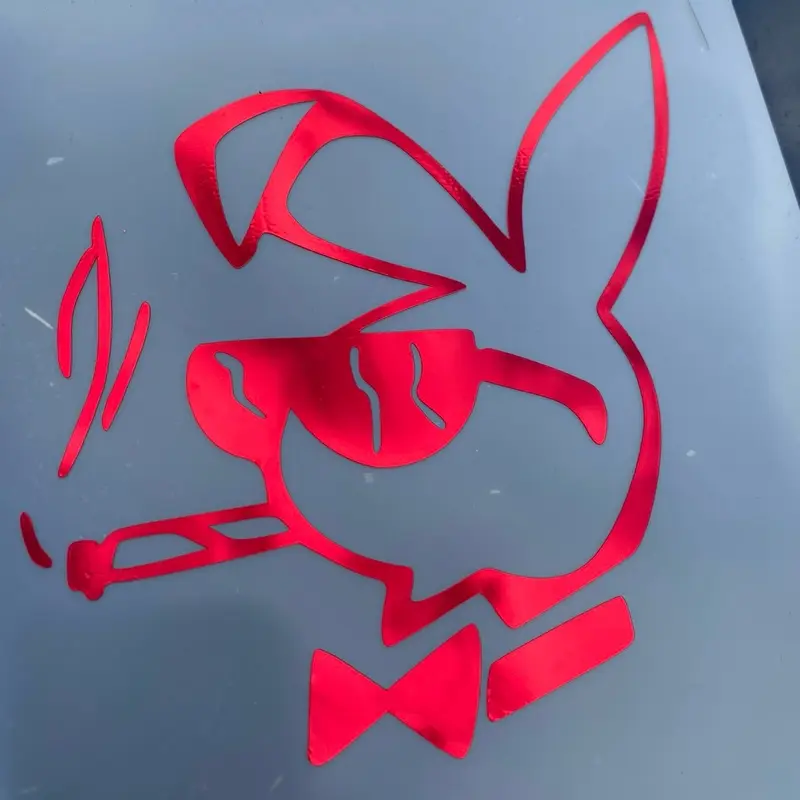 Smoking Bunny Vinyl Stickers, Funny Cool Universal Car Exterior Accessories, Stickers for Cars, Truck Decals, Universal Car Sticker