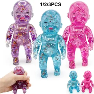 1/2/3 PCS Glitter Baby Squishy Slow Rising, Squishy Babies Sensory Fidget for Stress Relief, Soft Cute Squeeze Toys for Desk Decor & Gift (14cm/5.5inch )
