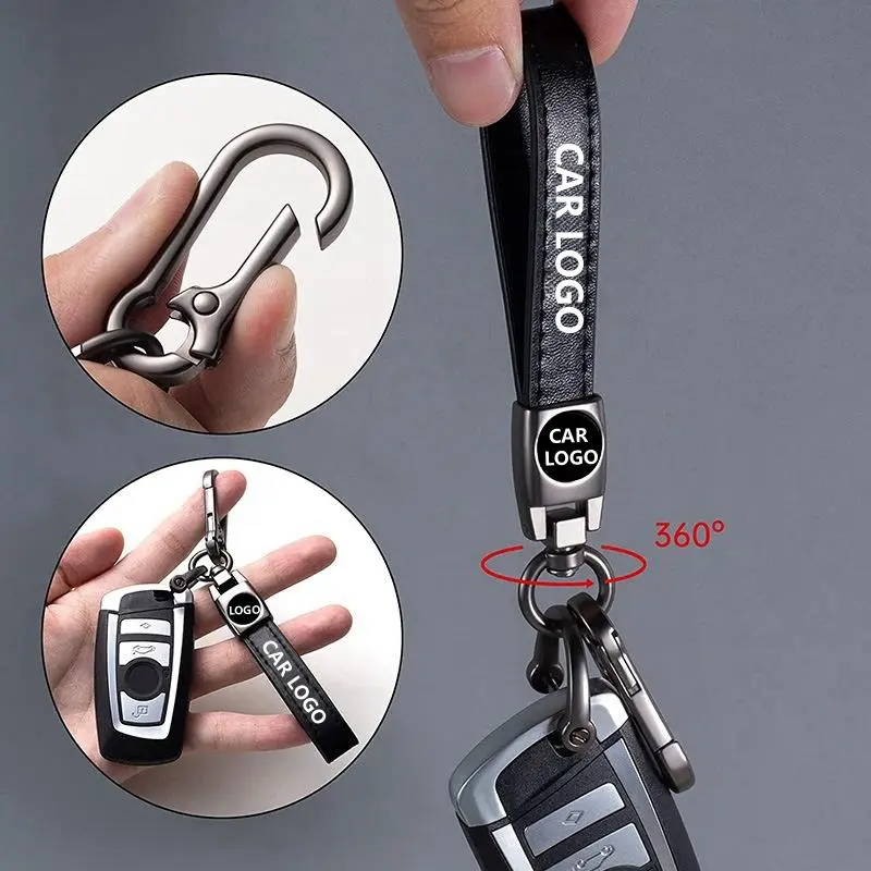 for Jaguar Leather Keychain – Premium Key Fob Holder for F-Pace, E-Pace, XE, XF, XJ, F-Type, I-Pace & All Jaguar Models | 360° Rotating Screw-Free Metal Car Key Strap | Heavy-Duty Genuine Leather Keychain Gift for Men & Women