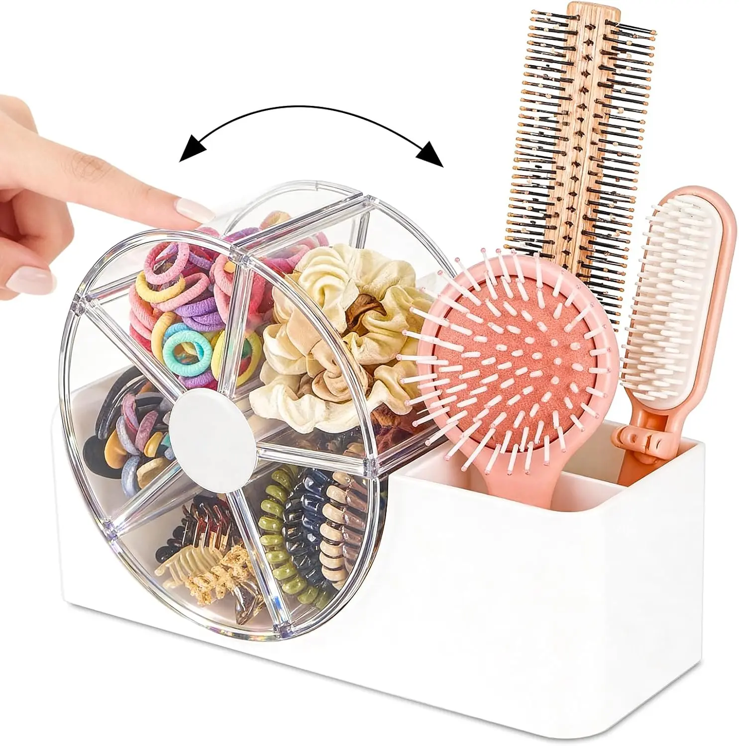 Hair Accessories Organizer for Girls – Friendship Day Gift for Besties, Rotating Makeup Brush & Hair Tool Holder