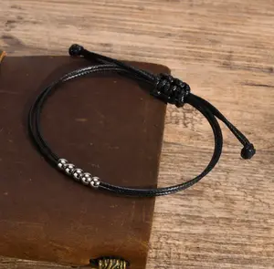 B123 – Men’s Stylish Black Rope Chain, Ankle Bracelet!