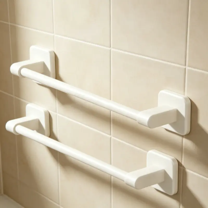 2pcs Modern Bathroom Towel Rack, No-Drill Wall-Mounted Storage Shelf, Black Single Bar Towel Holder, Strong Load Capacity for Towels and Washcloths, Space-Saving Organizer, Home Kitchen Supplies, Bathroom Accessories, Towel Racks, Bathroom Organizers