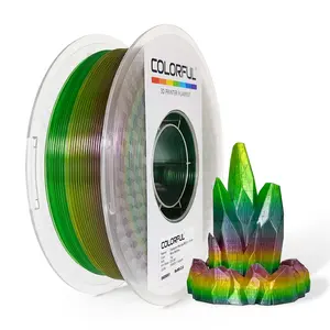 Colorful - Transparent Rainbow PETG 3D Printer Filament - Premium Gradient Color Shift, High Clarity, Strong Layer Bonding, Easy Printing, Ideal for Crystals, Lamps & Artistic Models, 1kg Spool