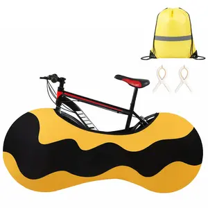 Bicycle Cover Set Bike Accessories Elastic Wheel Protector with Storage Bag & Auxiliary Clips Dustproof Washable Fits 24-28 Inch Mountain Road Bikes