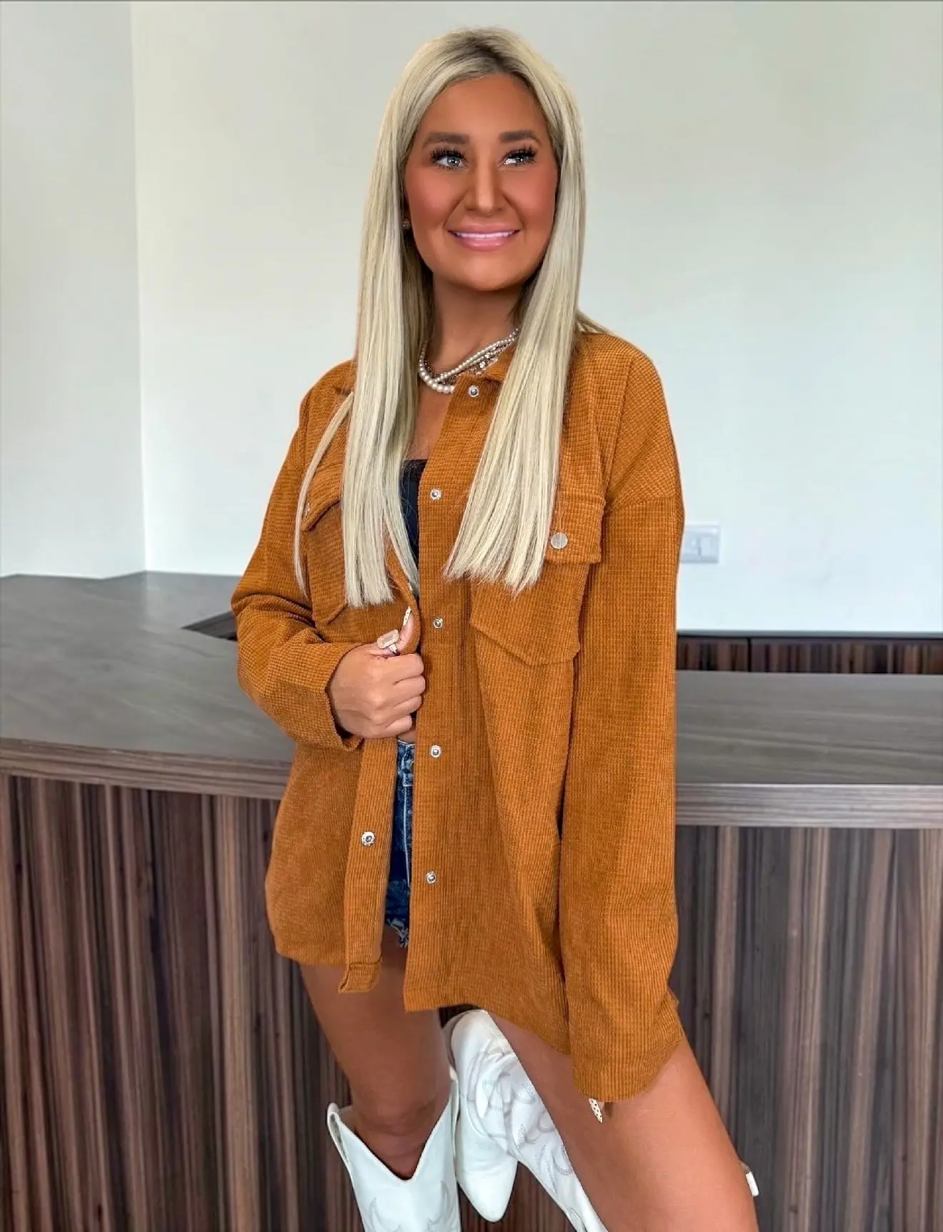 Woodland Relax Ribbed Shacket Top