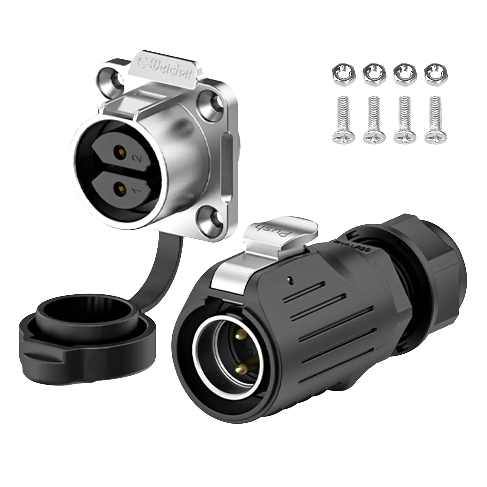 E-WeiChat EW-LP20 Industrial Waterproof Connector IP68 Quickly Plugging Aviation Connector Anti-Interference Circular Connector Fast Release Electrical Connector M20 2-12 Pin Flange Socket