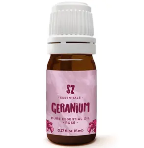 Sz Essentials | Rose-Geranium Essential Oil -  Rich & Floral Scent, with Rose Overtones - 100% Pure and Natural - Therapeutic Grade - 0.17 Fl (5ml)