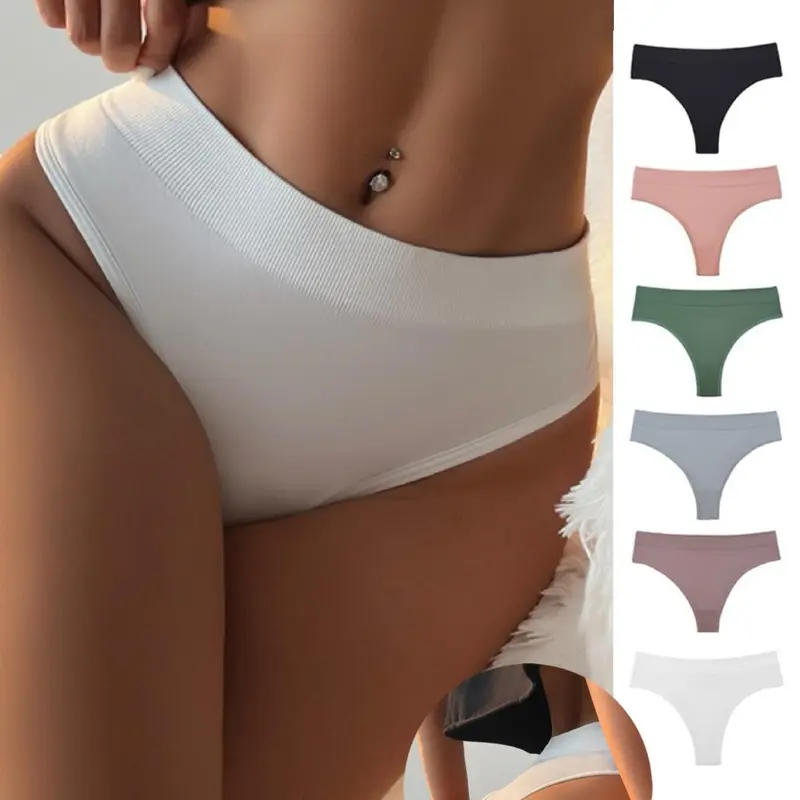 New Colors Arrival! Women's 5/6 Counts Solid Thong, Minimalist Soft Comfy Breathable Cozy Panties for Daily Wear, Women's Underwear, Women's Knicker Bottoms for All Seasons, Autumn Winter Outfits 2026, Back To School, Girlfriend Gift Bundle, Gifts for Her