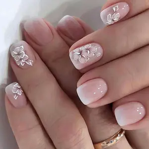 24pcs square nail tip designs press-on artificial false nails