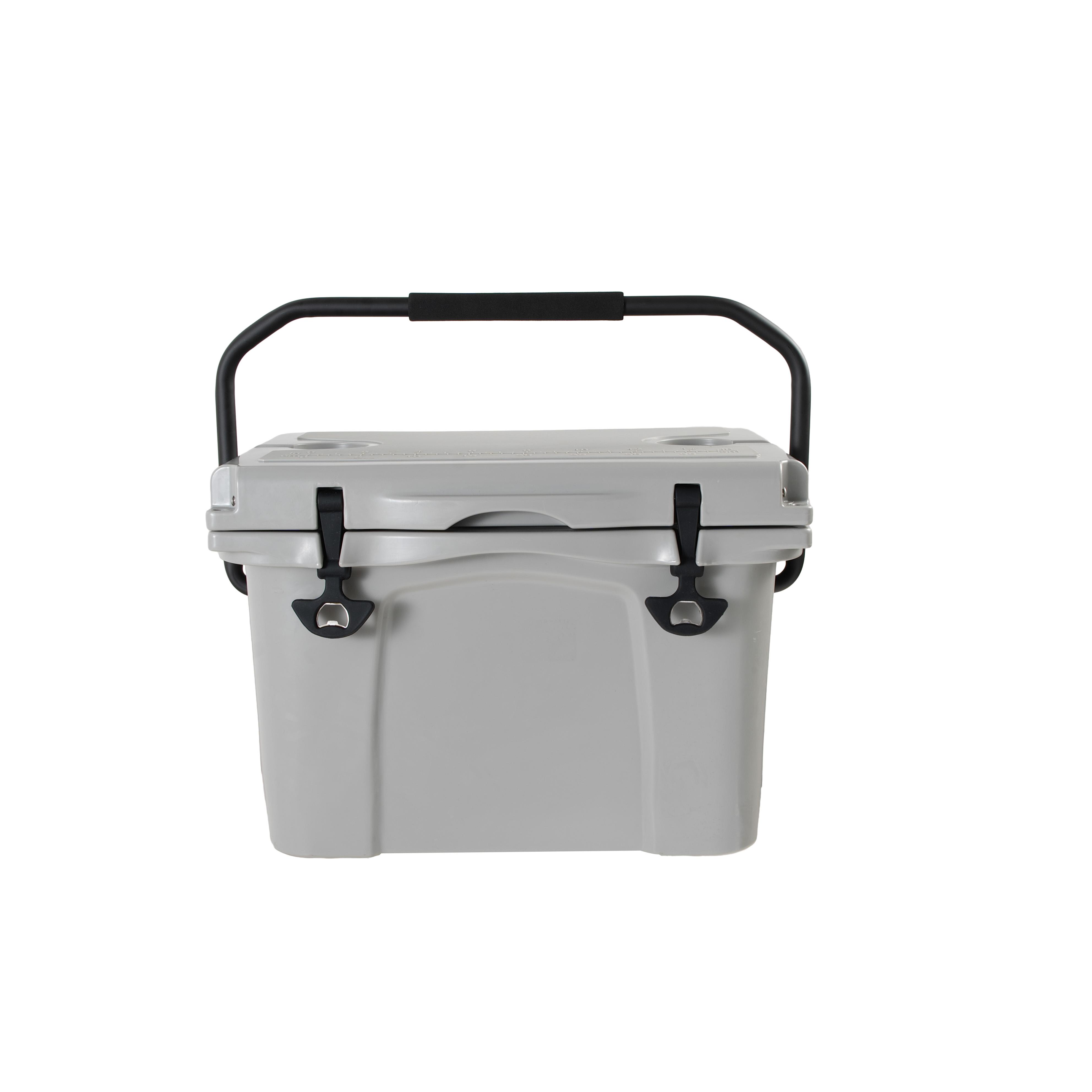 Dufominc 25QT Volume Sturdy Rotational Mold Insulated Hard Cooler with Ergo Handle, Large Size, Bottle Opener, Cup Holder, Forming Ruler, 5-7 Day Ice Retention for Camping, Beach, Travel