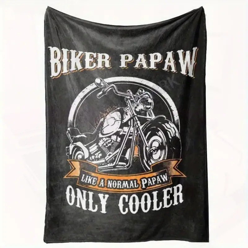 Soft Fleece Blanket - Modern Minimalist Style Motorcycle Design Black with Orange and White Accents Durable Polyester Blend Ideal Gift for Bikers and Motorcycle Enthusiasts All-Season Use