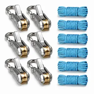 Adjustable Rope Set with Wheel Tensioner, Rope Tightening Tool for Secure Binding, Heavy Duty Tie Down Ropes for Camping, Boating, Storage & Outdoor Use