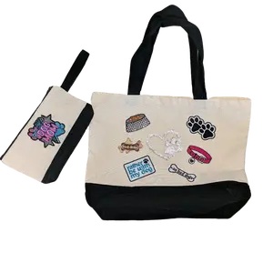 Custom Patched Tote Bag Set Personalize Canvas Sturdyhandy with Fun Stickers and Unique Designs
