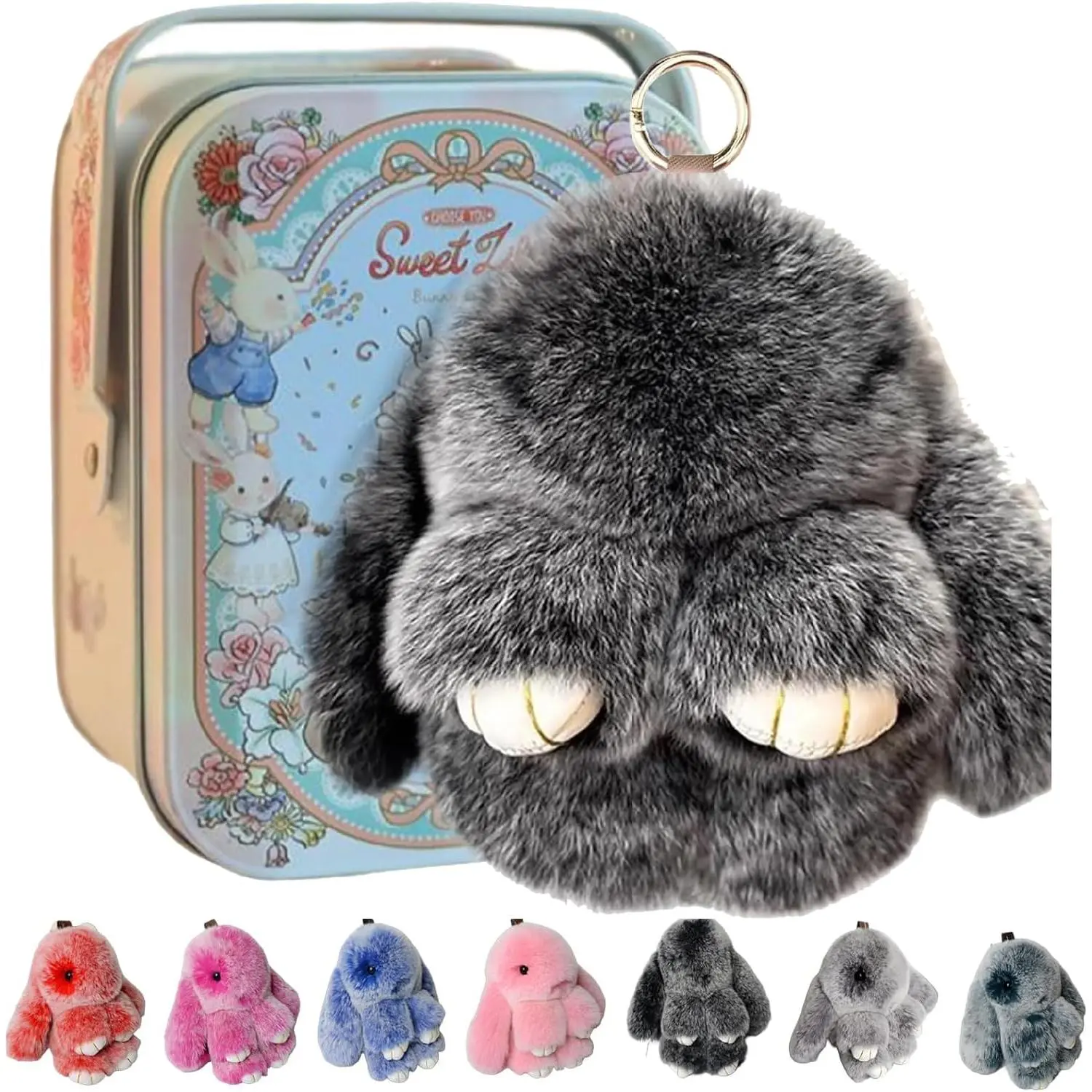 5.8 inches Plush Bunny Keychain Handmade Soft Cute Multi-Functional Durable Women's Birthday Gift