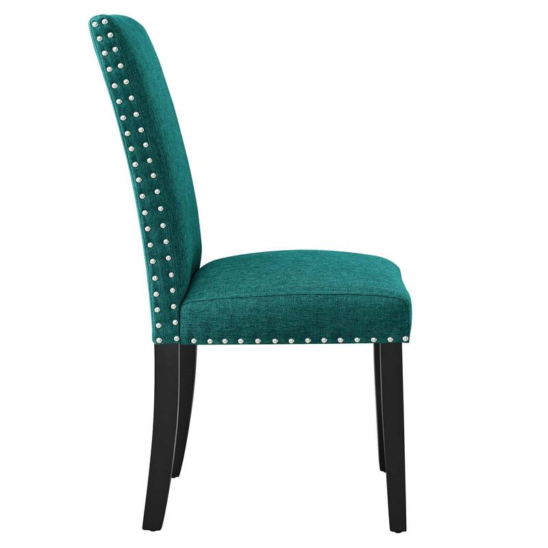 Modway Parcel Dining Upholstered Fabric Side Chair in Teal