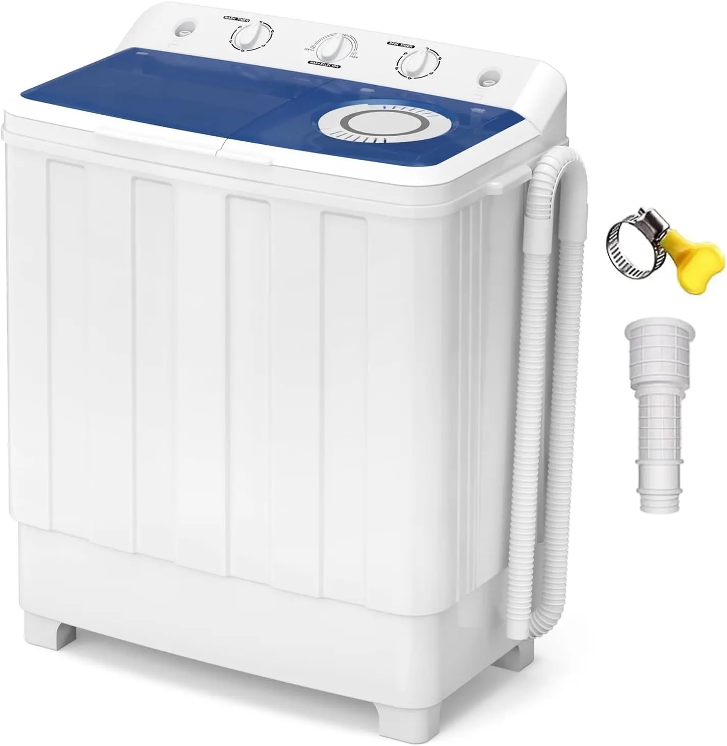 VCJ AU8595 Portable Compact Twin Tub Washing Machine - 120V Plug, 18+10 lbs Dual Action Combo with Timed Wash, 28lbs Total Capacity for Apartments, RVs