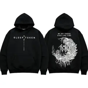 Aesthetic Floral Graphic Hoodie with Fiery Eyes Inspired Quote, Oversized Streetwear Style Sweatshirt for Music Aesthetic Fans, Casual Daily Wear, Fall Winter Outfits
