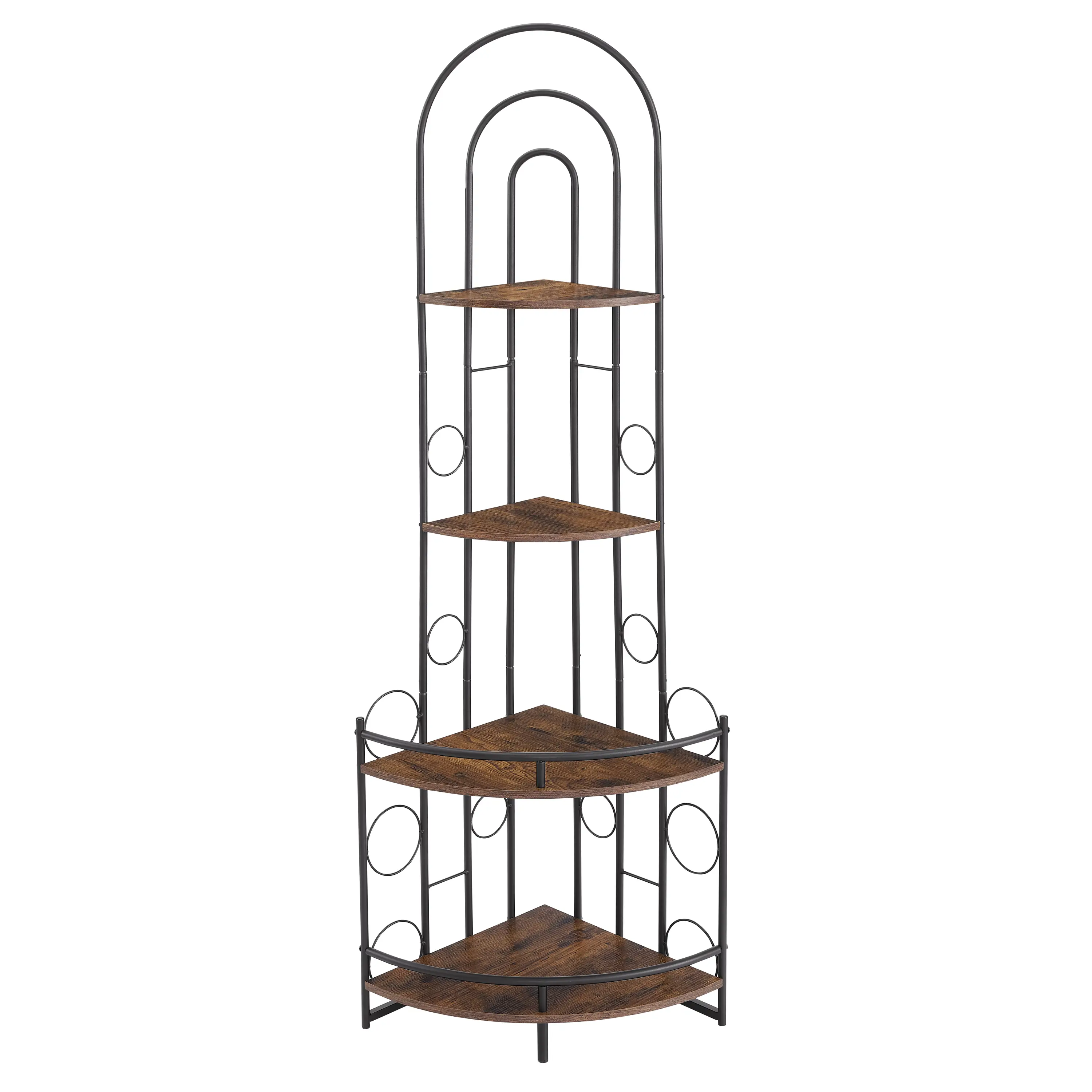 Fan-Shaped Corner Storage Shelves,4-Tier Corner Shelf,Corner Shelves for Storage and Display,Corner Ladder Shelf for Living Room, Kitchen,Home Office.