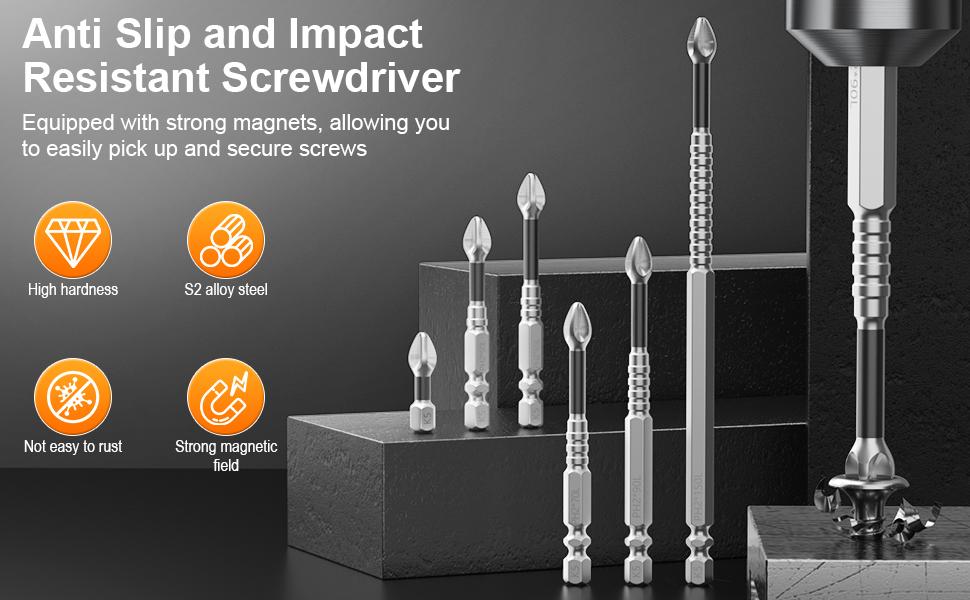 24/18/12/6Pcs  K5 Anti Slip Impact Driver Bit Set Magnetic Screwdriver Bits High-Magnetic Anti Slip Drill Bits for Power Tools Strong Durability for DIY Home Repair & Woodworking Projects