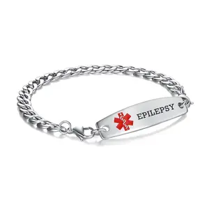 Adjustable medical alert bracelet for men and women, stainless steel medical bracelet