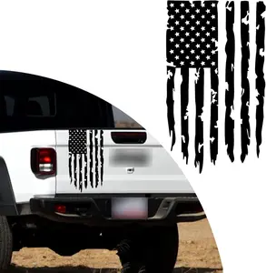PC American Flag Tailgate Decal, Vinyl American Flag Stickers for Trucks, Universal US Flag Car Sticker for Most Car, Trucks, SUVs (Black)