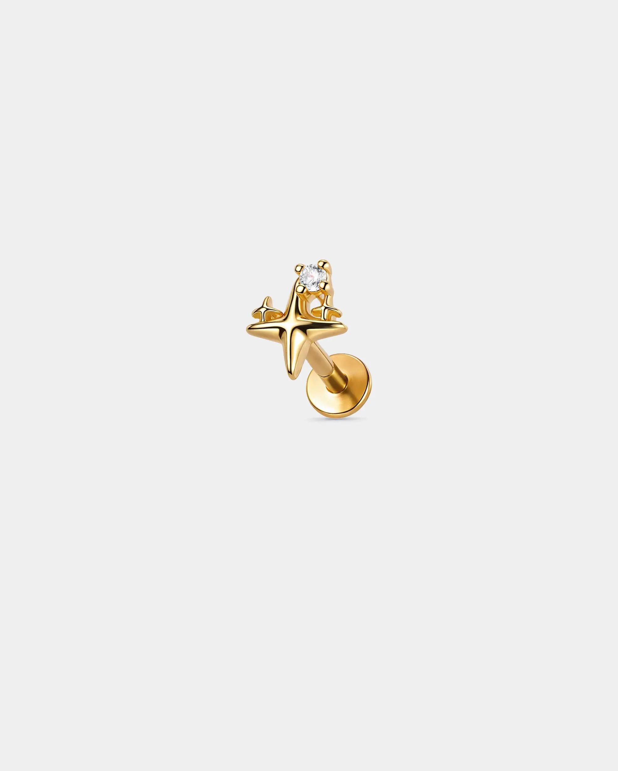 Starburst CZ Internally Threaded Cartilage Stud