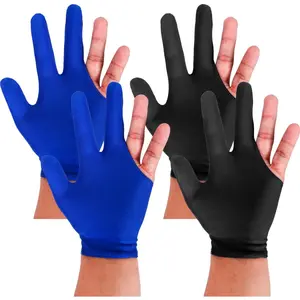 2 Pcs Three Finger Billiards Glove, Universal Breathable Elastic Pool Cue Sports Gloves for Men Women, Fits Both Left and Right Hand