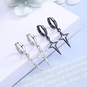 【PANG Jewelry】Star cross and North Star earrings personalized street hip-hop ear clips